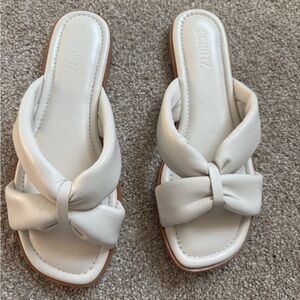 Schutz Women's Leather Puffy Knotted Slide Sandals “Fairy” - EUC - Size 9